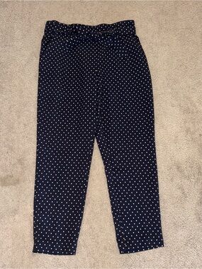 Meg & Margot Navy with White Polka Dot Dress Pants Size: L